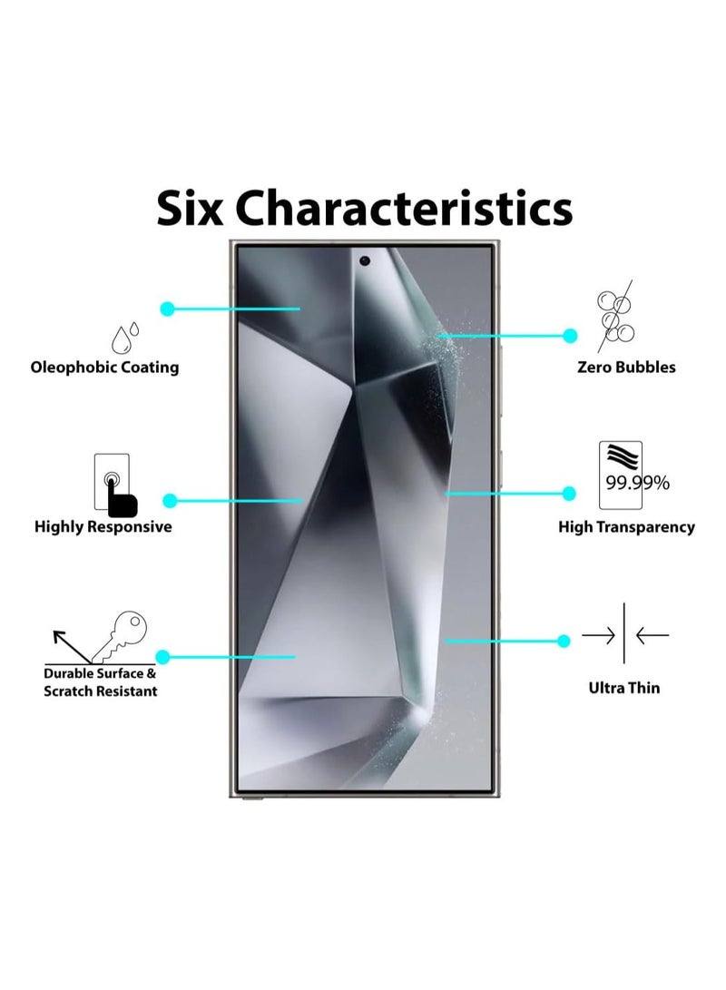 Glass Full Glue Screen Protector For Samsung Galaxy S24 Ultra 6D CURVED Black - Image 2