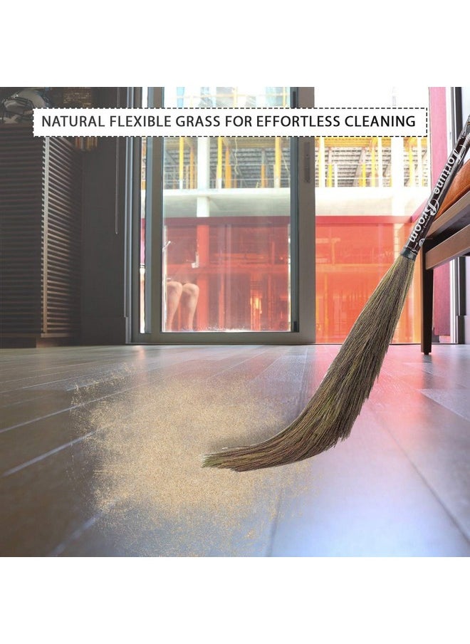Zureni Br-01 Rooster Broom Phool Jhadu Natural Mizoram Heavy Duty 17.3 Inchs Long Grass With Laminated Plastic Handle, Dust Removal, And Floor Cleaning  - Image 3