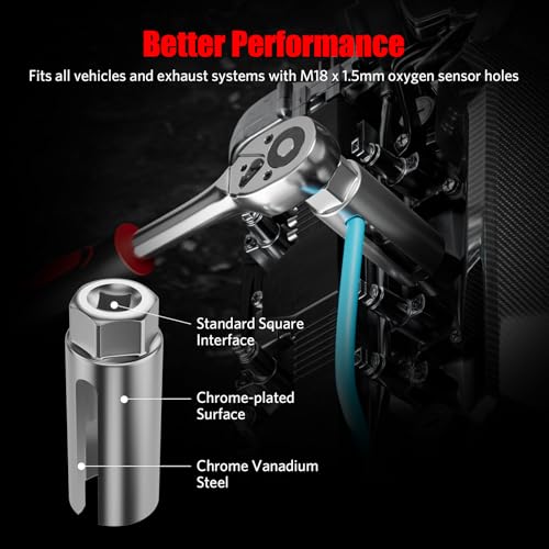 HTOMT 5PCS Oxygen Sensor Socket Removal Tool Wrench and Thread Chaser Set O2 Oxygen Sensor Socket Set Automotive Oxygen Sensor Removers for Removing and Install Oxygen Sensors Hex Vacuum Switches - Image 5