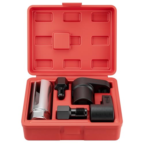 HTOMT 5PCS Oxygen Sensor Socket Removal Tool Wrench and Thread Chaser Set O2 Oxygen Sensor Socket Set Automotive Oxygen Sensor Removers for Removing and Install Oxygen Sensors Hex Vacuum Switches - Image 1