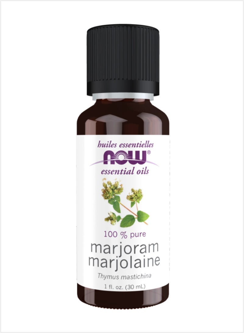 NOW 100% Pure Marjoram Essential Oil - Calming Herbaceous Aroma, 30ml
