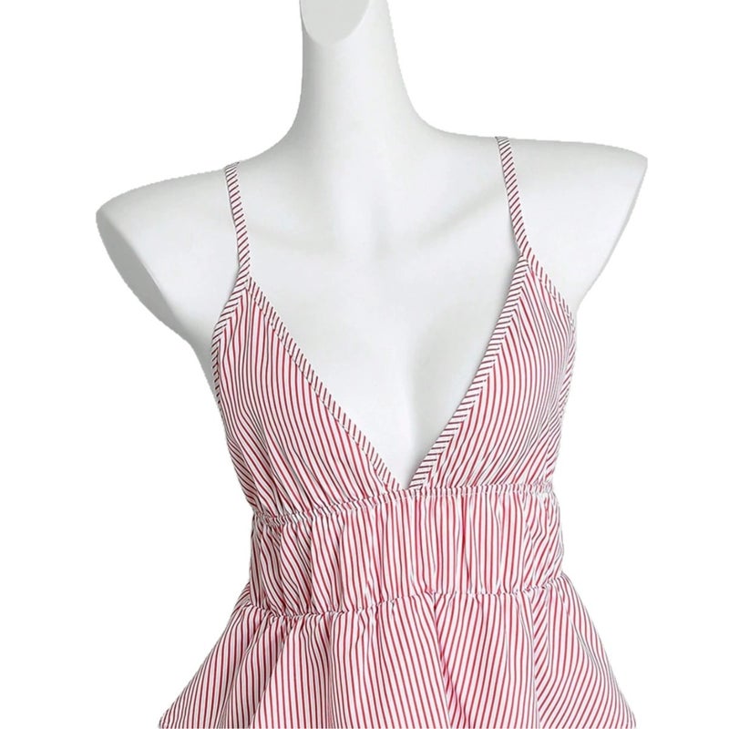 2026 Slim-Fit V-Neck Striped Crossback Camisole Top - Image 2