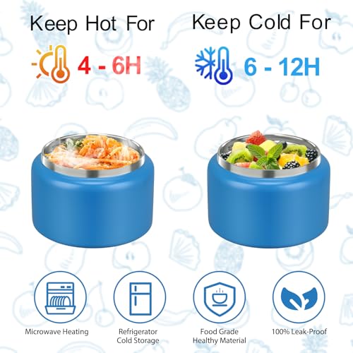JXXM 2 in 1 Double Insulated Food Jar 8oz Soup Thermo with Snack Container Kids Thermo for Hot Food Lunch Containers Wide Mouth Vacuum Stainless Steel Leak Proof for School Travel(Blue) - Image 3
