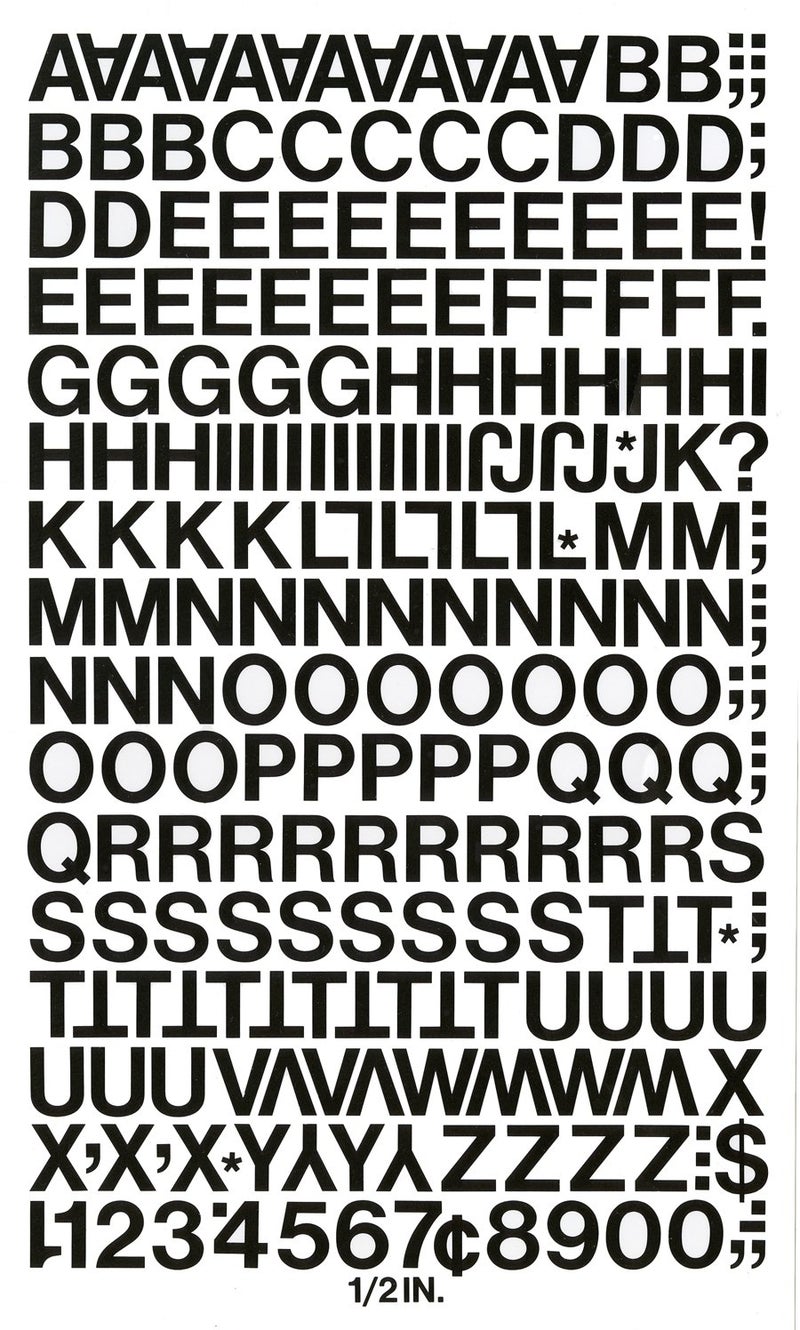 Chartpak Self-Adhesive Vinyl Capital Letters and Numbers, 1/2 Inches High, Black, 201 per Pack (01010), 1/2 Inch High - Image 2