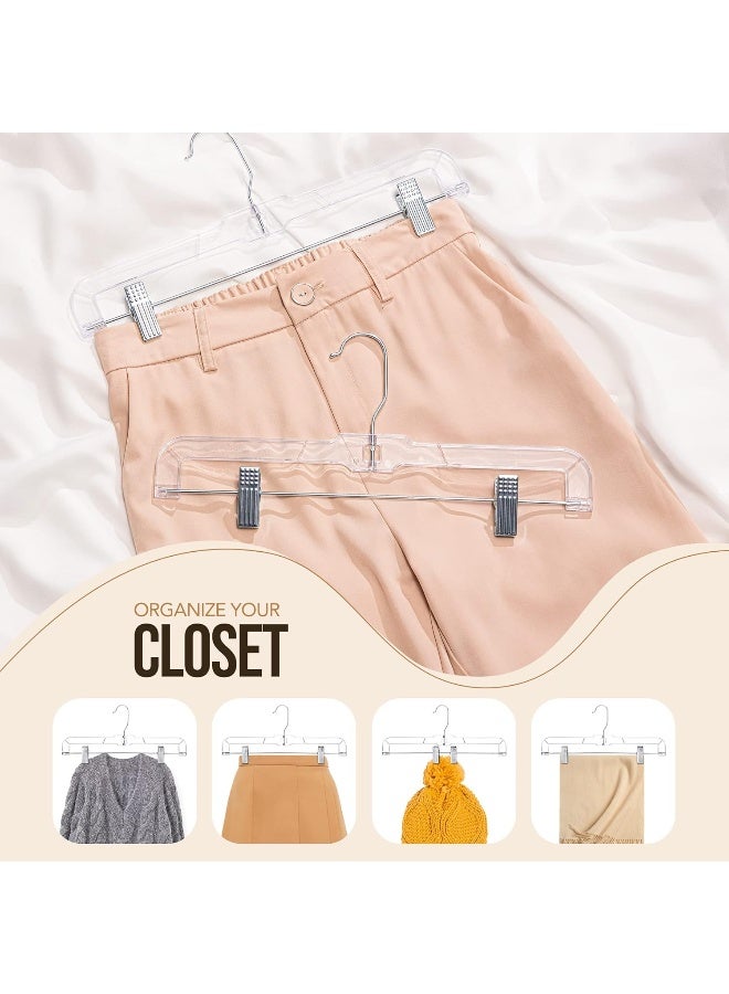 HOUSE DAY Pants Hangers 12 Pack Skirt Hangers with Clips 14 Inch Clear Hangers 360-Rotating Stainless Steel Clips - Image 2