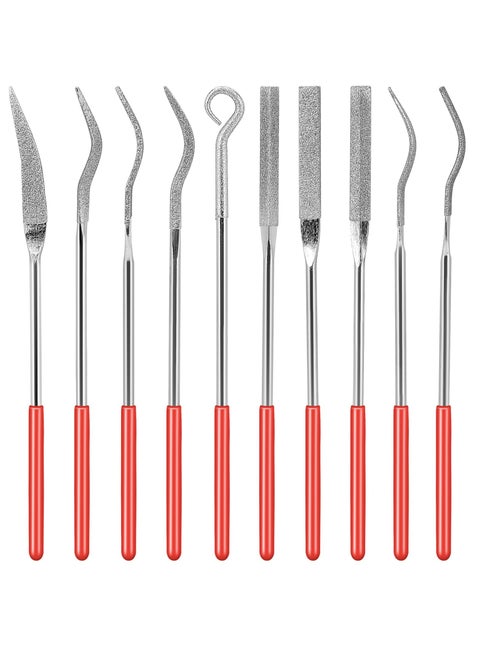 10Pcs Diamond Needle File Set, 140mm/5.5inch Small Curved Metal Files, Miniature and Model Tools for Jewelry and Stone Carving