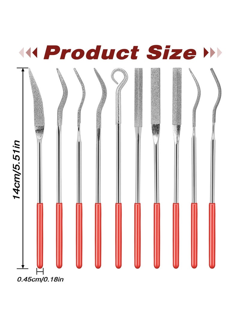 10Pcs Diamond Needle File Set, 140mm/5.5inch Small Curved Metal Files, Miniature and Model Tools for Jewelry and Stone Carving