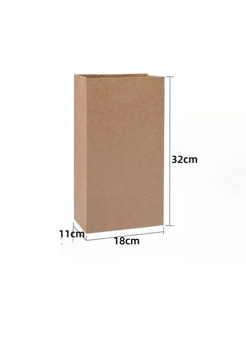 50 Pcs Brown Paper Lunch Bag Sandwich Kraft Paper Bags Strong & Durable:18x11x32cm, Paper Food Bags, Paper Lunch Bags, Kraft Paper, Sweet Bags Without Handles for Wedding Birthday Party  - Image 2