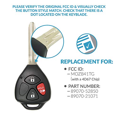 Keyless2Go Replacement for Keyless Entry Car Key Vehicles That Use MOZB41TG with 4D67 Chip - Image 4