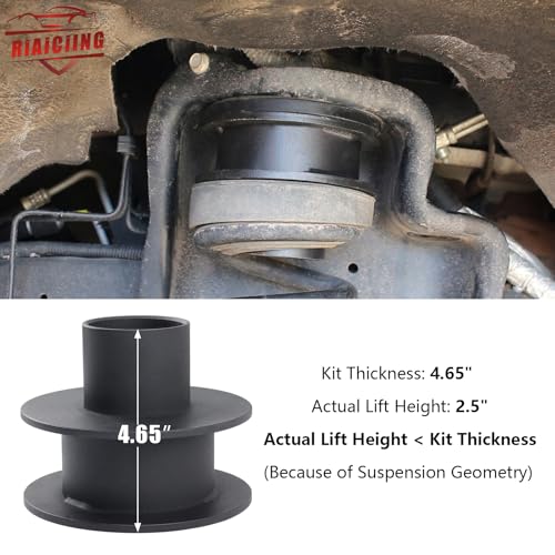 RiAiCiING 2.5" Front Leveling Kit Compatible with 2005-2024 Ford F250 F350 Super Duty 4WD, 2.5 inch High-Strength Steel Coil Spring Lift Spacers with Shock Mount Extenders & Sound Isolator - Image 3