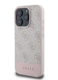 GUESS 4G PU With Bottom Stripe Classic Logo Case for iPhone 16 Pro - Pink  - Image 5