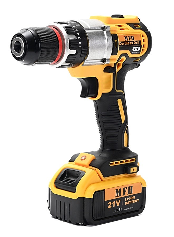 MFH TOOLS 2-Piece 21V Cordless Power Tool Set - 13mm Keyless Chuck Drill 2-Speed 0-2000 RPM - Impact Wrench 0-2600 RPM - Cordless Combo Kit for Repair & Maintenance - Image 2