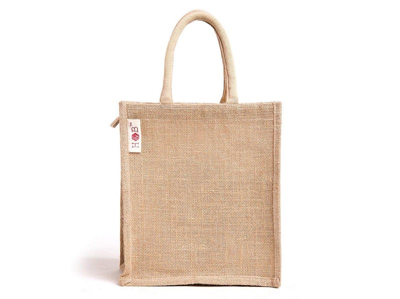 hb+ H&B Jute Bags for Lunch - Men's Tote with Zip (Eat Well Travel, 11x10x6 in) - Image 4