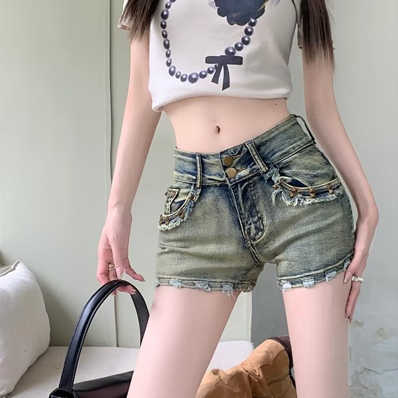 Low Waist Liu Ding Spice Girls Denim Super Shorts Pants Women'S 2025 American Style Tight Slimming Hip Pants - Image 3