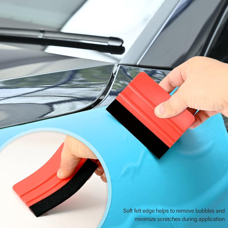 Gomake Vehicle Vinyl Wrap Window Tint Film Tool Kit Include 4 Inch Felt Squeegee, Retractable 9mm Utility Knife and Blades, Zippy Vinyl Cutter and Mini Go Corner Squeegee for Car Wrapping - Image 3