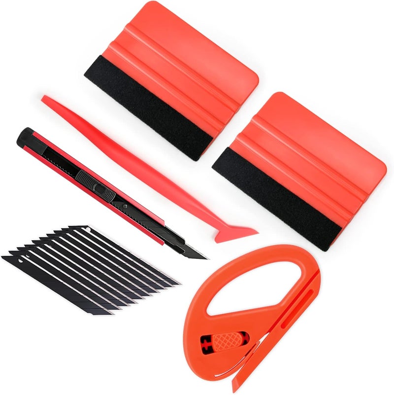 Gomake Vehicle Vinyl Wrap Window Tint Film Tool Kit Include 4 Inch Felt Squeegee, Retractable 9mm Utility Knife and Blades, Zippy Vinyl Cutter and Mini Go Corner Squeegee for Car Wrapping - Image 1