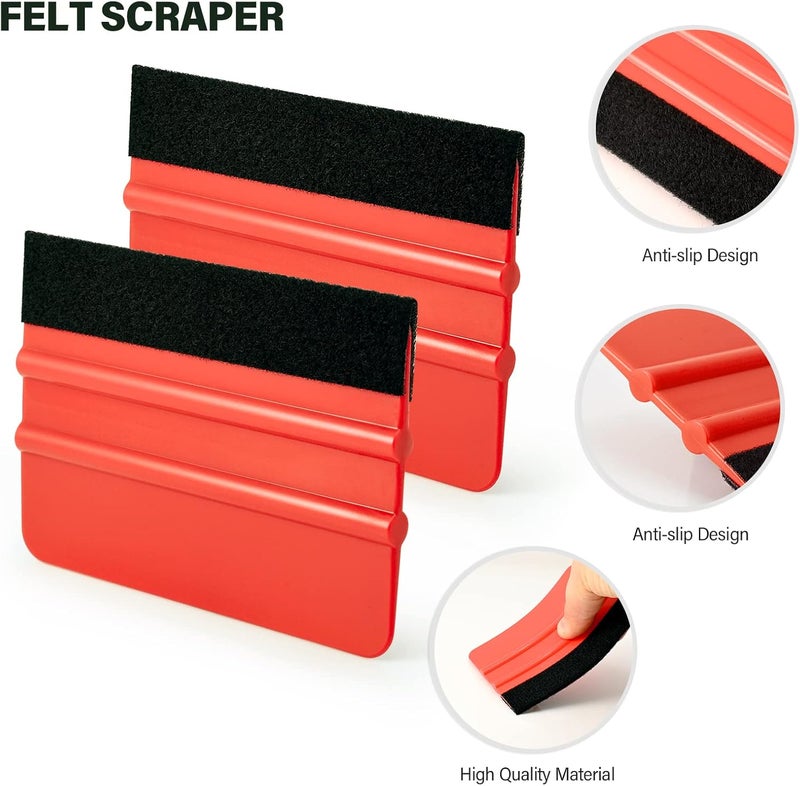 Gomake Vehicle Vinyl Wrap Window Tint Film Tool Kit Include 4 Inch Felt Squeegee, Retractable 9mm Utility Knife and Blades, Zippy Vinyl Cutter and Mini Go Corner Squeegee for Car Wrapping - Image 2