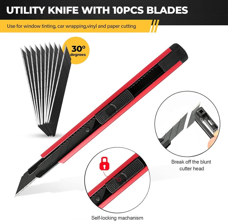 Gomake Vehicle Vinyl Wrap Window Tint Film Tool Kit Include 4 Inch Felt Squeegee, Retractable 9mm Utility Knife and Blades, Zippy Vinyl Cutter and Mini Go Corner Squeegee for Car Wrapping - Image 4