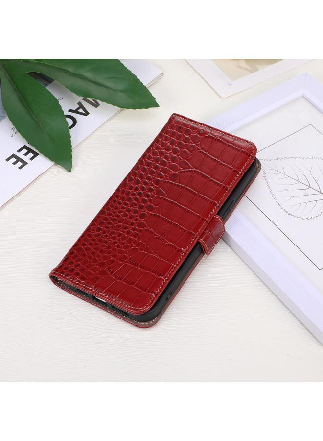 اس-توب جراب لهاتف Samsung Galaxy A06 4G مصنوع من جلد التمساح بطبقة علوية من جلد البقر - Image 2