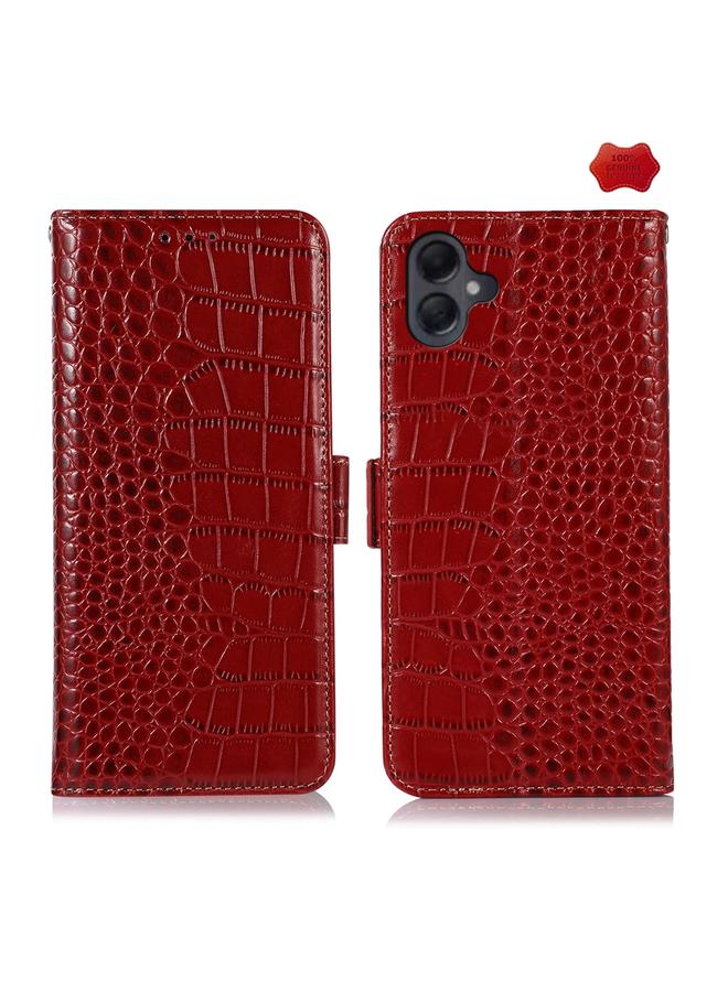 اس-توب جراب لهاتف Samsung Galaxy A06 4G مصنوع من جلد التمساح بطبقة علوية من جلد البقر - Image 1