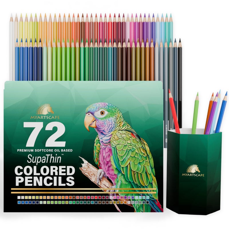 MyArtscape Colored Pencils 72 Pack â€“ Oil-Based Soft Core Color Pencils, Vibrant Colors, Break-Resistant 2.9mm Core, Roll-Up Holder, Swatch Chart for Drawing & Shading - Image 1