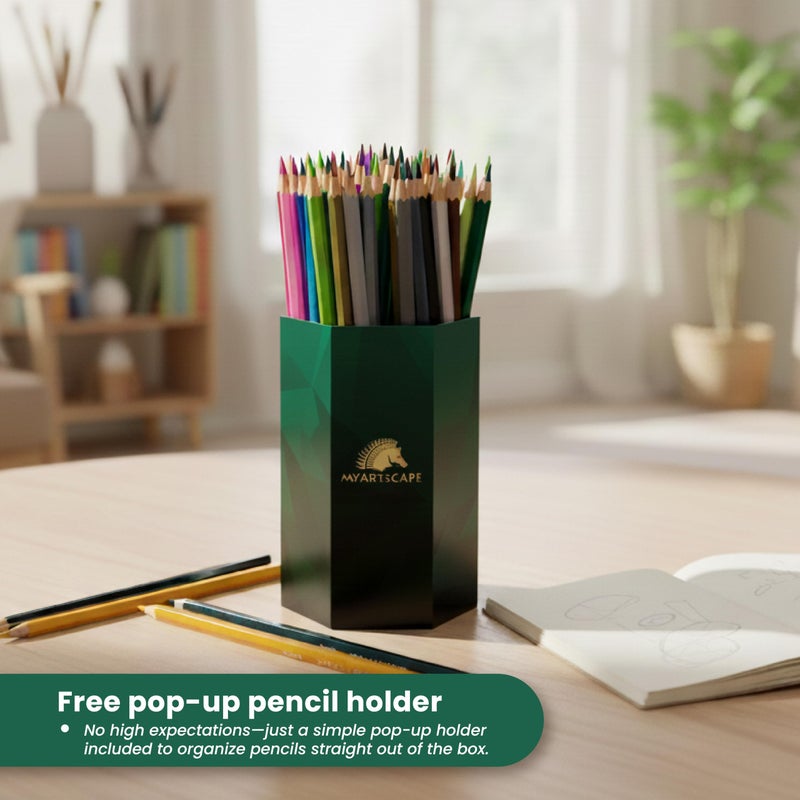 MyArtscape Colored Pencils 72 Pack â€“ Oil-Based Soft Core Color Pencils, Vibrant Colors, Break-Resistant 2.9mm Core, Roll-Up Holder, Swatch Chart for Drawing & Shading - Image 5
