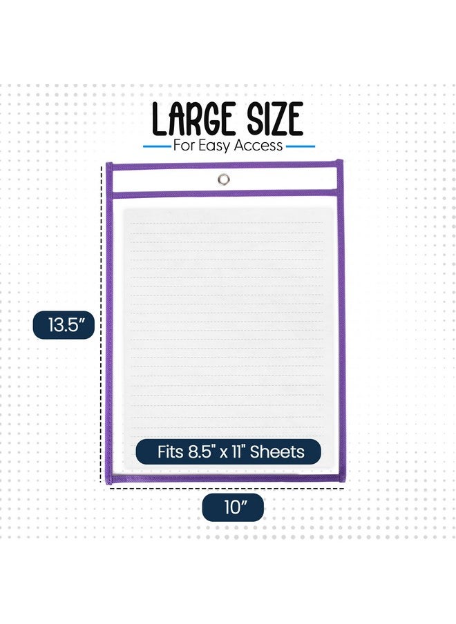 Essex Wares - 5 Pack, Purple, Job Ticket Holders, 10" Wide X 13.5" Tall - Clear Plastic Shop Ticket Holders - Easy To Use, Reusable & Easy Erase Plastic Invoice Holders, Water-Resistant & Durable  - Image 2