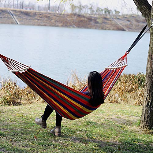 BSBDA Hammock Hanging Rope SwingComfort Durable Yard Striped Fordable Hanging SwingHanging Bed for Camping Outdoor - Image 4