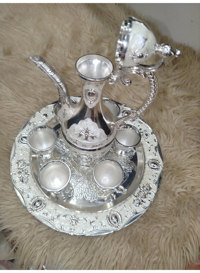 طقم 8 ق ابريق و فنجان و صينيه سلفر  فى بورسلين مستورد - Image 5