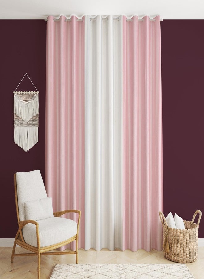Yarnis Elegant Polyester Solid Plain Curtain for Home, Living Room, Bedroom Decor I Pack of 3 I (Baby Pink & White, Window_5 FT) - Image 1