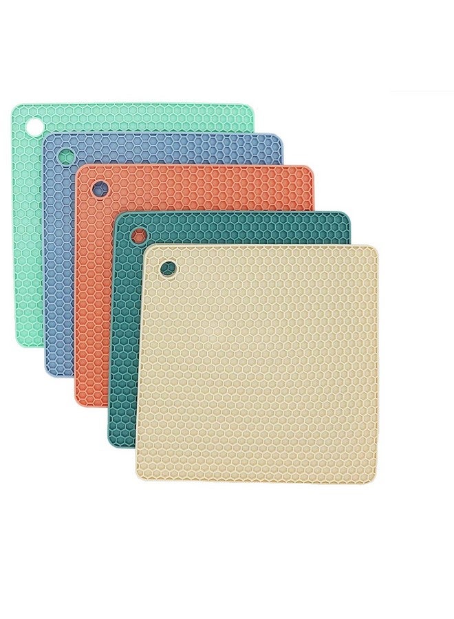 P-Plus International P-Plus International Silicone Trivets Mat for Dish Hot Pads for Counter Top,Pan and Pot Heat Resistant Hot Protector (Square_B Pack of 5 Random)  - Image 1