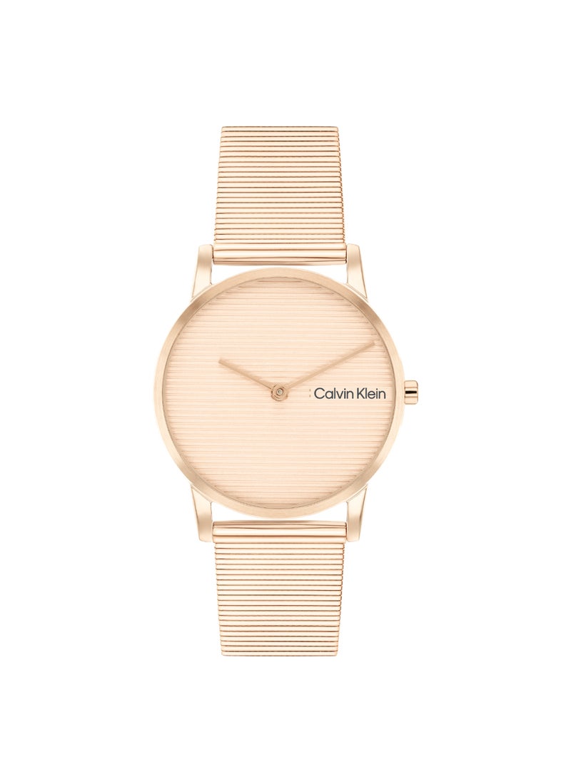 CALVIN KLEIN ساعة نسائية دائرية أنالوج بعلبة من الذهب الوردي - 25100036  - Image 1
