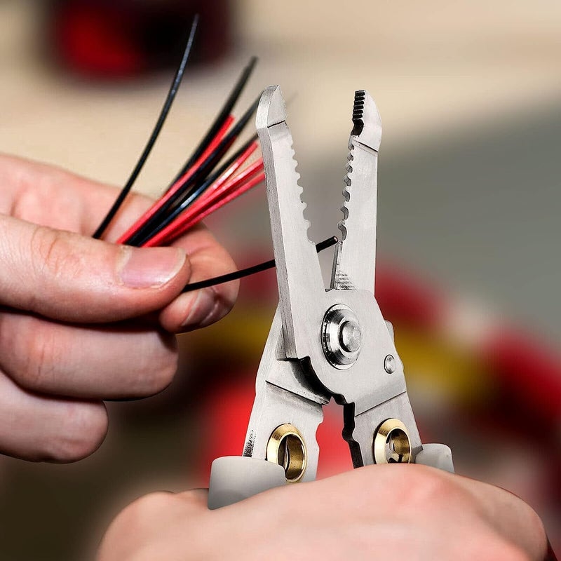 SILENCIO SILENCIO Wire Stripper And Crimping Tool for Electrician Multifunction Stainless Steel Wire Puller Plier 6 In 1 Cable Looping Splitting Cutting Pliers Electrical Stripping Tool  - Image 2