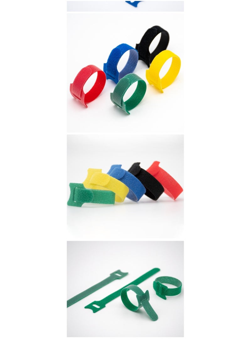 50pcs Reusable Self-Adhesive Cable Ties - Heavy Duty Nylon Hook & Loop Straps for Cord Organizer, Color Coding