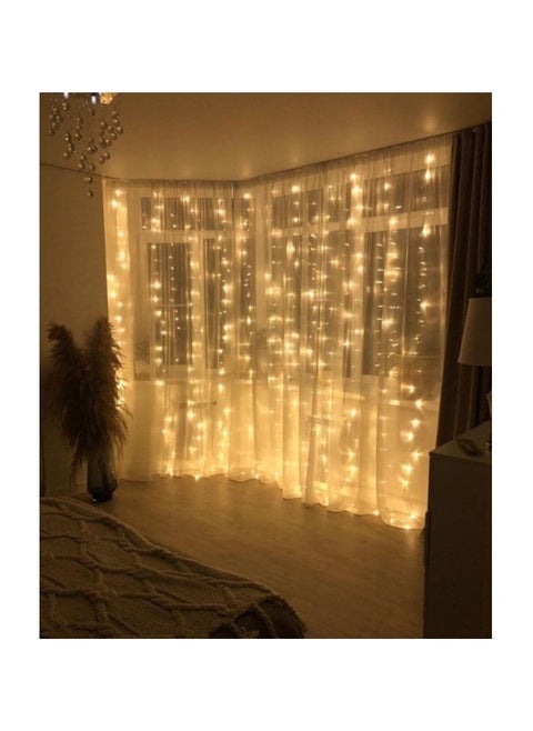 ستارة ليد لزينة رمضان - 3*2 متر،  240 لمبه ,، لون أصفر , مناسبه لرمضان , خطوبه و جميع مناسباتك السعيده