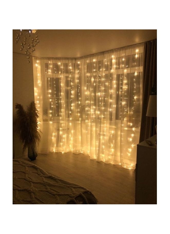 ستارة ليد لزينة رمضان - 3*2 متر،  240 لمبه ,، لون أصفر , مناسبه لرمضان , خطوبه و جميع مناسباتك السعيده