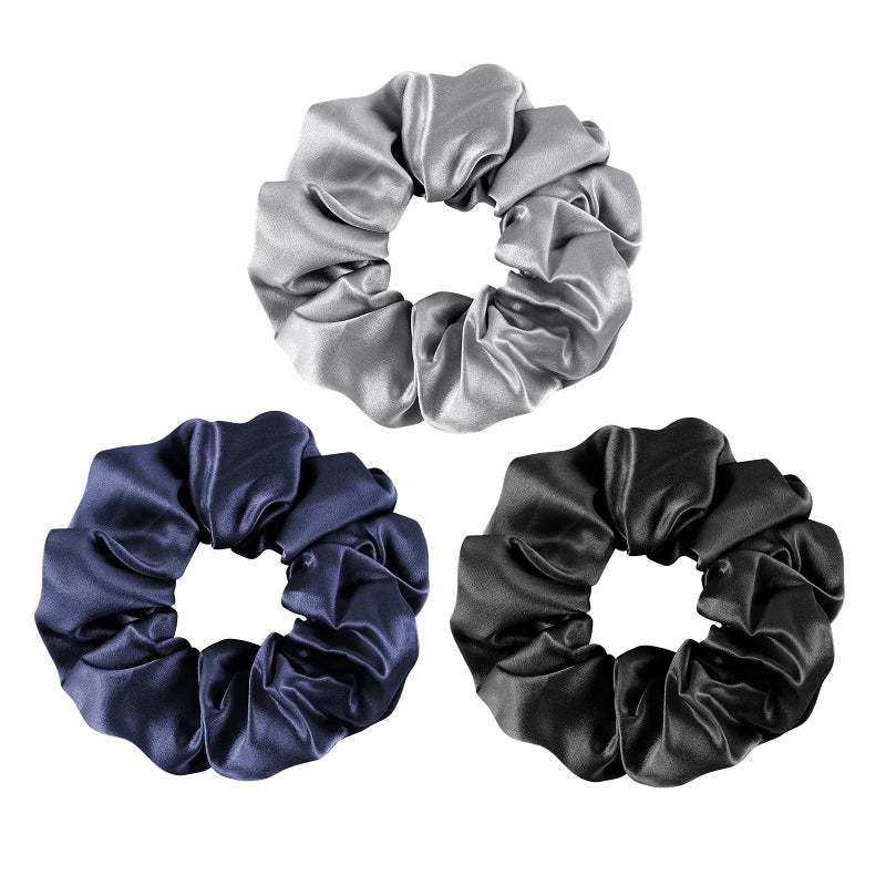 OLESILK 100 Mulberry SilkScrunchies for Hair Sleep Women Grils Silk Hair Ties for Frizz  Breakage Curly Hair No Damage Elastics Ponytail Holder 3 Pack