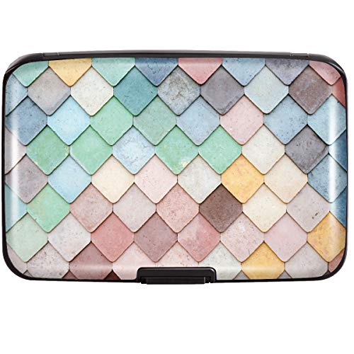 Coco Rossi Mini Credit Card Holder for Women,RFID Blocking Slim Hard Card Case ID Case Travel Wallet,Colored rhombus - Image 1