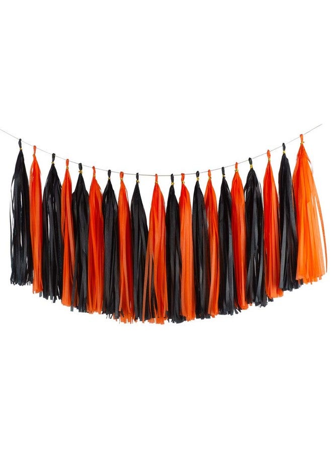 Orange and Black Party Tassel Garland Banner Decorations, Pack of 20