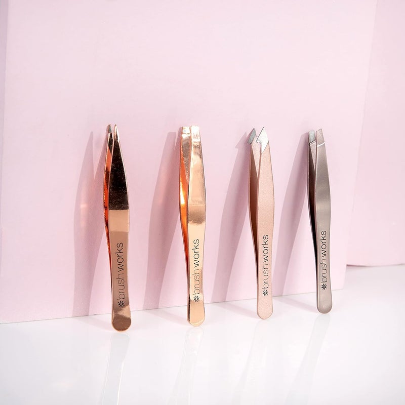 Brushworks HD 4 Piece Combination Tweezer Set Gold - Image 4