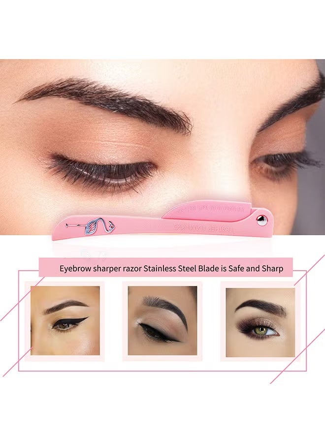 3-Piece Flamingo Printed Eyebrow Razor Yellow/Purple/Pink 6inch - Image 3