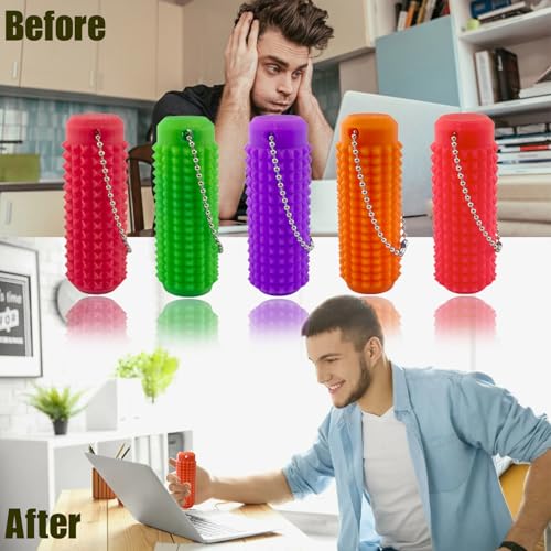Deiviko 4PCS Little Ouchies Pain Fidget Pocket Mini Fidget Toy for Adults Pain Stim Fidget 3D Printed Venting Key Pendant Spiky Grippie Stim Keychain ColorChanging 30 Novelty Gifts for Friends - Image 5