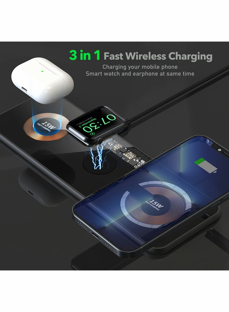 Captaintech 3 in 1 Wireless Charger,Transparent Magnetic Charging Station,Fast Wireless Charging Pad for iPhone 14/13/12/Pro/Max/SE,AirPods Pro,for iWatch,for Samsung Galaxy Phones(Adapter Included) - Image 2