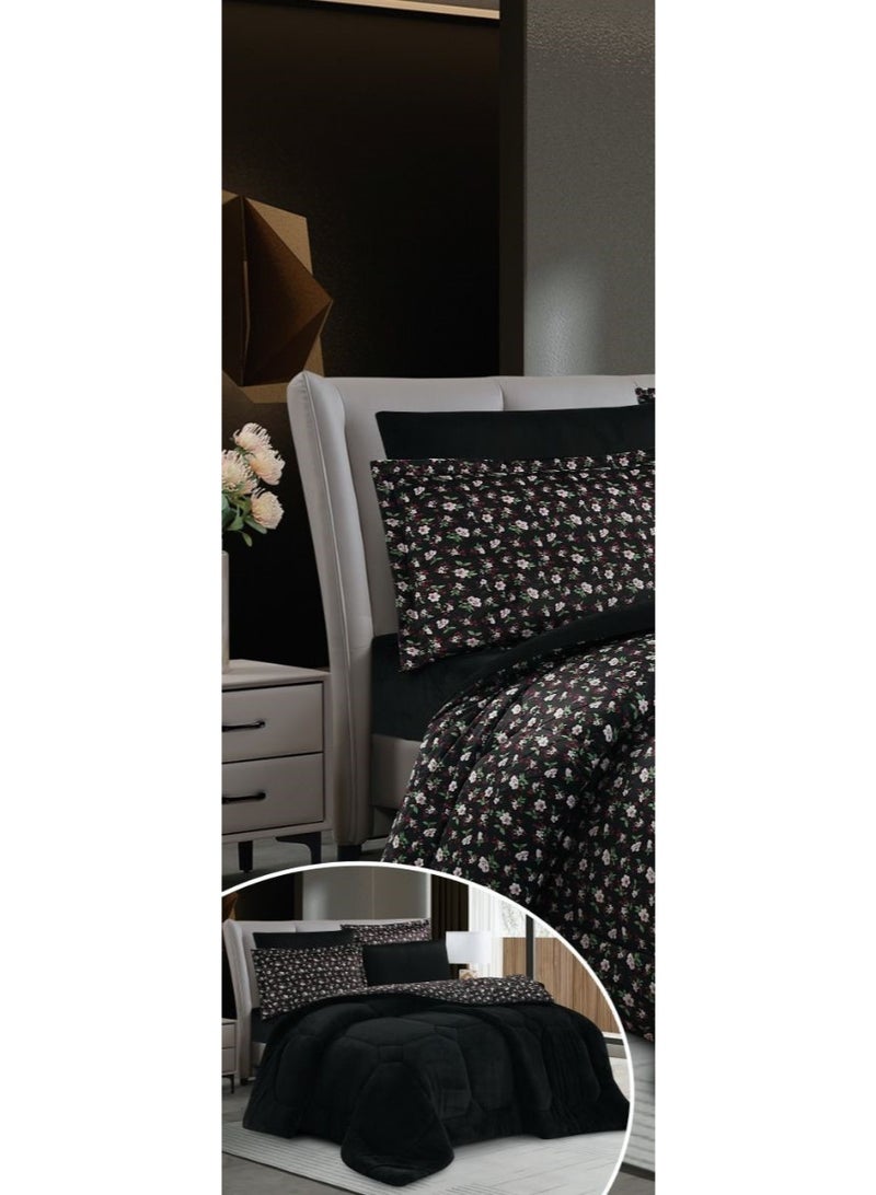 Horse Double bedspread made of soft velvet and fur with a floral design to provide you with warmth and comfort - Image 2