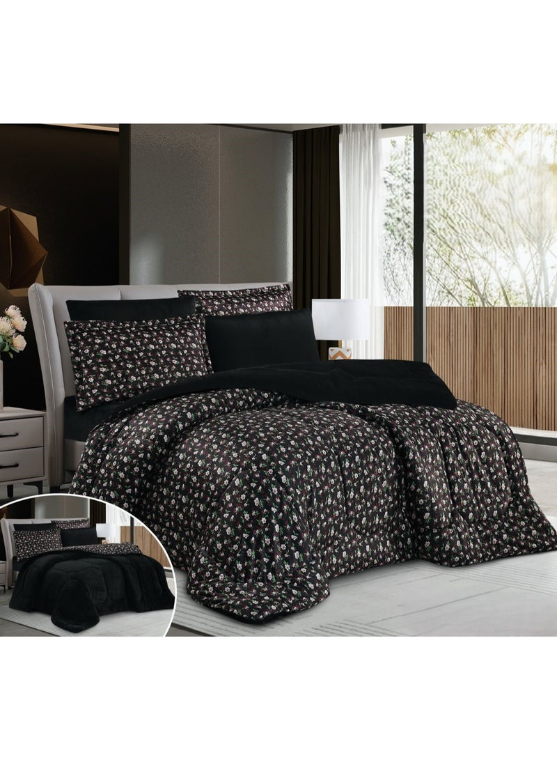 Horse Double bedspread made of soft velvet and fur with a floral design to provide you with warmth and comfort - Image 1