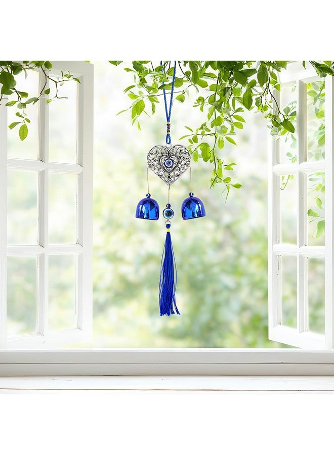 HASTHIP® Door Hanging Bell Auspicious Evil Eye Door Hanging Dual-Bell Hollow Out Heart Evil Eye Charming Tassel Door Hanging Wall Hanging for Home Decor - Image 3