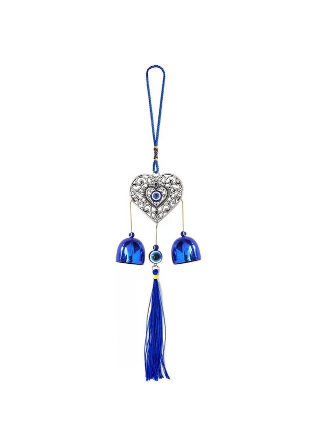HASTHIP® Door Hanging Bell Auspicious Evil Eye Door Hanging Dual-Bell Hollow Out Heart Evil Eye Charming Tassel Door Hanging Wall Hanging for Home Decor - Image 1