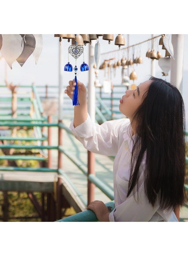 HASTHIP® Door Hanging Bell Auspicious Evil Eye Door Hanging Dual-Bell Hollow Out Heart Evil Eye Charming Tassel Door Hanging Wall Hanging for Home Decor - Image 4