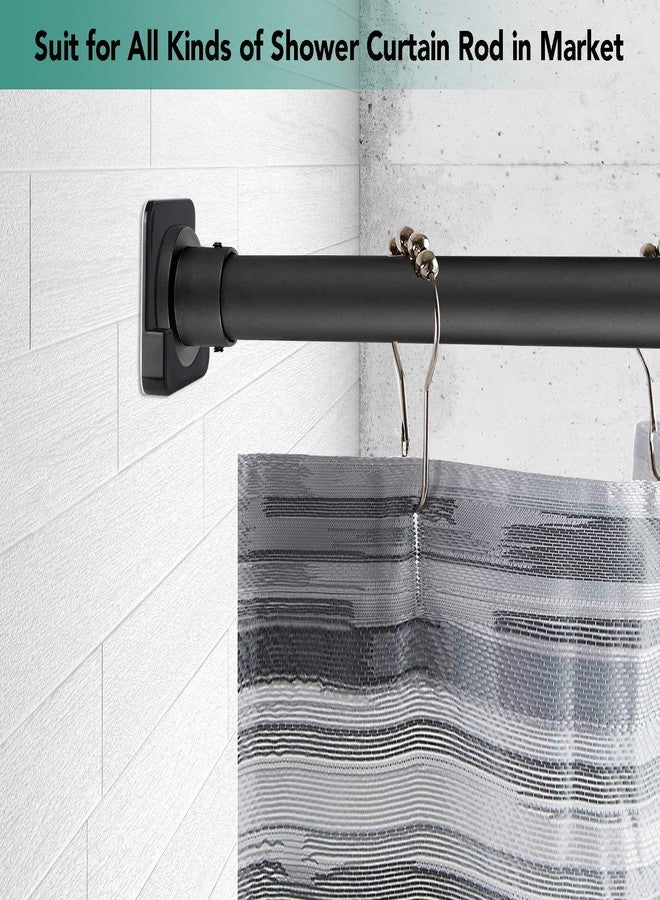 CANRAY Black Shower Curtain Rod Holder for Wall Mount | Adhesive Shower Tension Rod Retainer for Tile | No Drilling | Stick On | 2 Pack, (Shower Curtain Rod Not Included) - Image 4