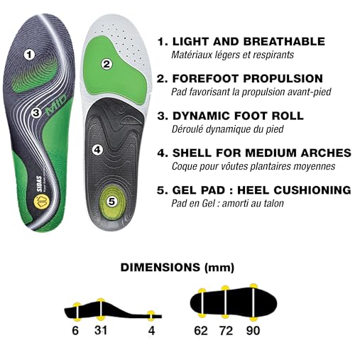 SIDAS Unisex 3Feet Activ' Medium-Arched Feet Multisports All-Year Insoles | Enhanced Heel Cushioning, Medium (39-41) - Image 4